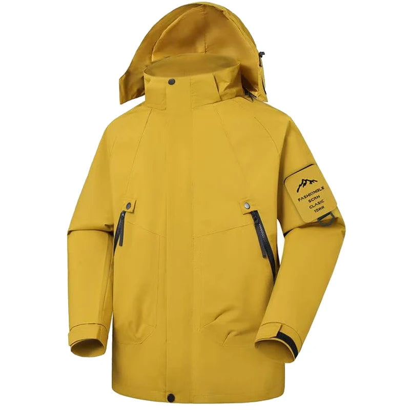 Manteau imperméable imperméable d'extérieur pour hommes, veste de pluie légère avec capuche, coupe-vent Softshell pour randonnée voyage fermeture éclair Streetwear