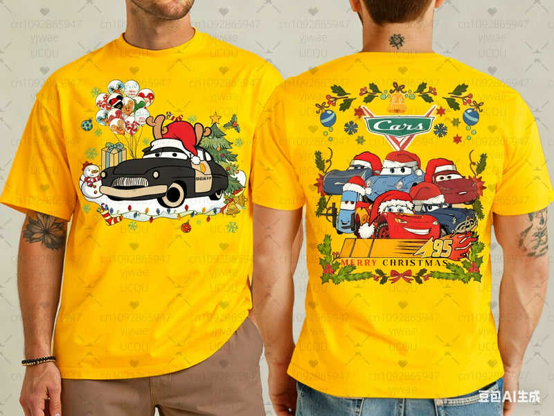t-shirt Noël Cars McQueen homme Disney detail