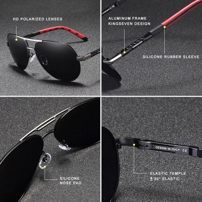 KINGSEVEN nouvelle mode hommes lunettes de soleil de haute qualité en aluminium de luxe rétro fonctionnel lunettes femmes pilote accessoire lunettes