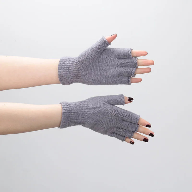 Gants de poignet en tricot sans doigts noir