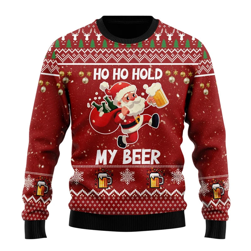 Pull de Noël bière unisexe motif moche