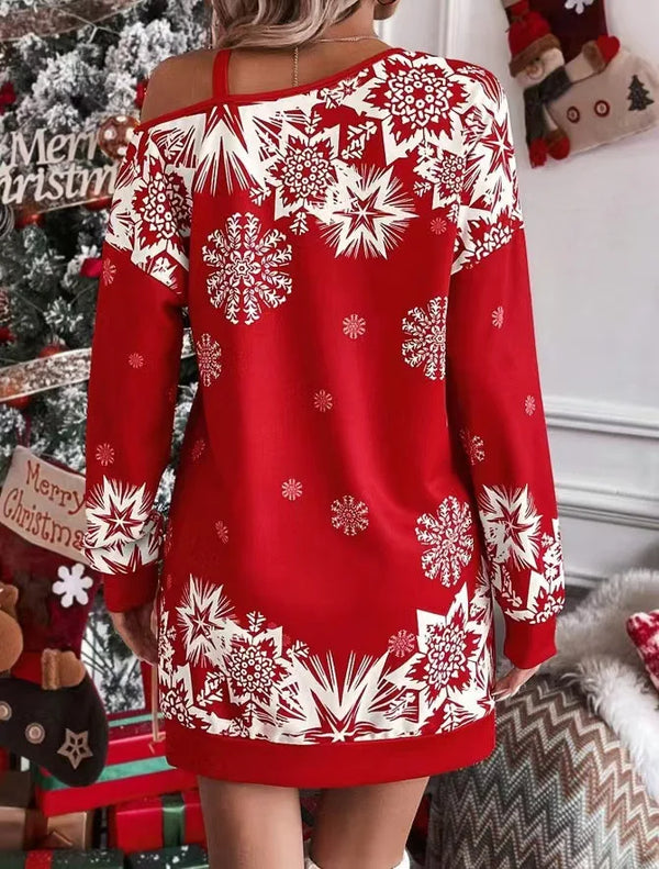 Robe de Noël femme imprimé flocon de neige