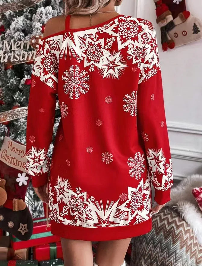 Robe de Noël femme imprimé flocon de neige
