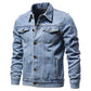 2025 automne Hommes solide Denim vestes mode moto Vintage jean vestes Hommes coupe ajustée coton décontracté noir bleu manteaux