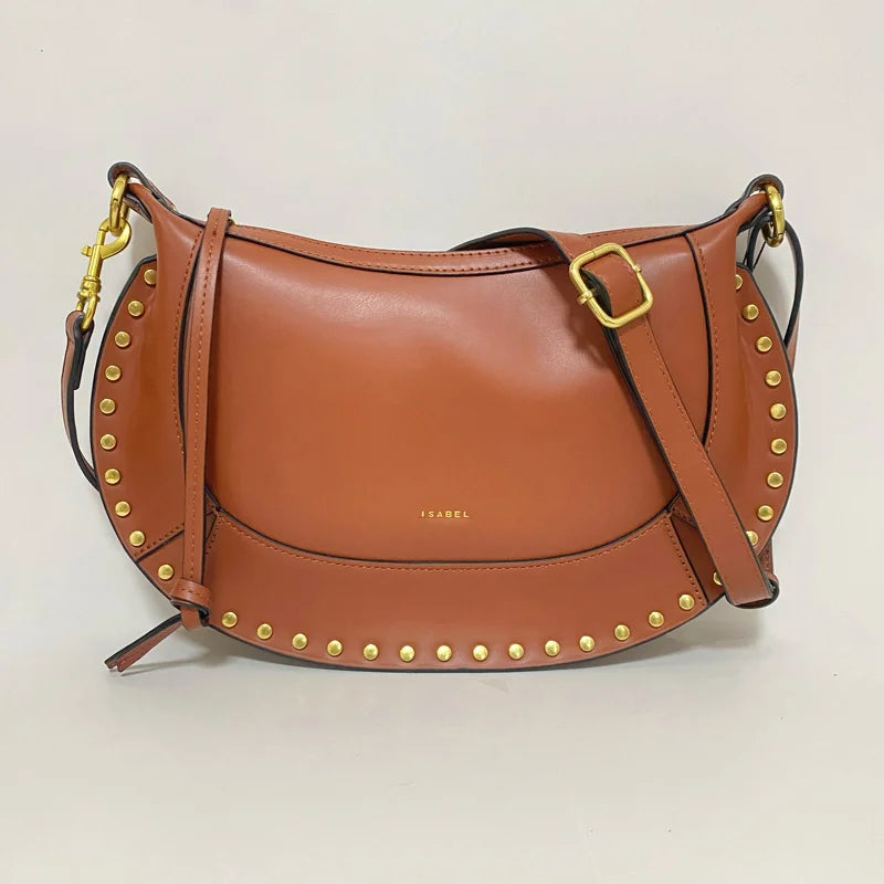 Sac à bandoulière noir riveté pour femmes, sac sous les bras, Design de luxe rétro pour dames, nouvelle collection 2025