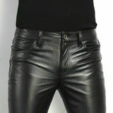 Pantalon en cuir PU pour homme | Pantalon en cuir coupe slim | Pantalon de motard en simili cuir | Pantalon style rock pour homme | Pantalon en cuir pour boîte de nuit | Pantalon en cuir tendance pour homme | Pantalon en cuir pour danse homme | Pantalon de moto en cuir PU | Pantalon en simili cuir à la mode