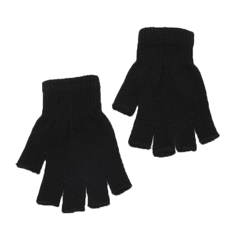 Gants de poignet en tricot sans doigts noir