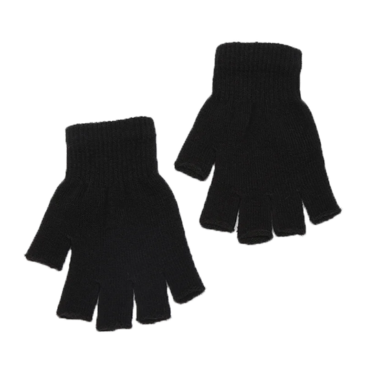 Gants de poignet en tricot sans doigts noir