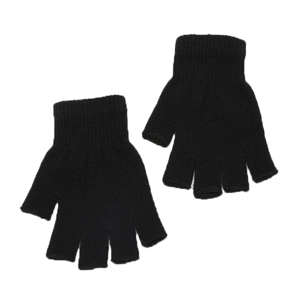 Gants de poignet en tricot sans doigts noir