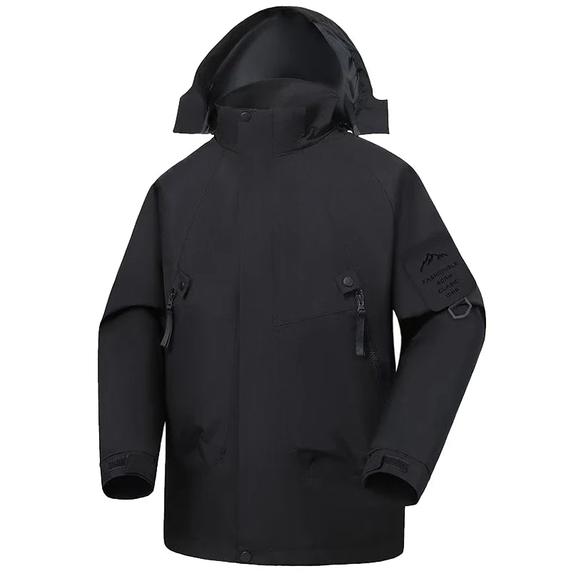 Manteau imperméable imperméable d'extérieur pour hommes, veste de pluie légère avec capuche, coupe-vent Softshell pour randonnée voyage fermeture éclair Streetwear