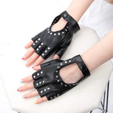 Gants gothiques noirs sans doigts cuir PU