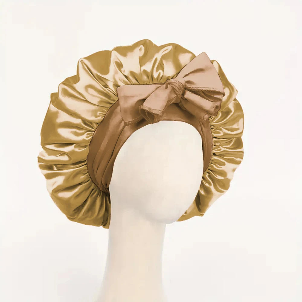 InjBonnet réglable en satin pour hommes et femmes, bonnet pour dormir, cheveux, bande lourde