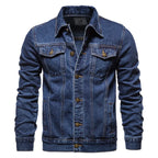 2025 automne Hommes solide Denim vestes mode moto Vintage jean vestes Hommes coupe ajustée coton décontracté noir bleu manteaux