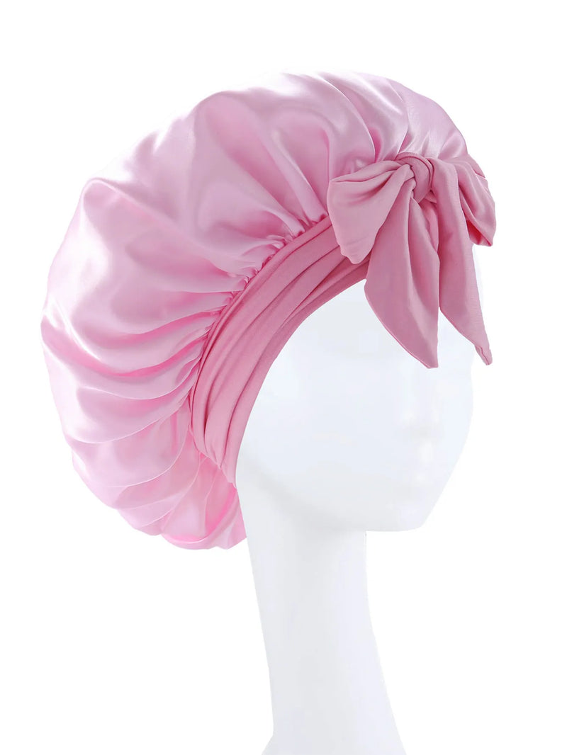 Bonnet en Satin en soie, réglable, pour dormir, avec bandeau à nouer, pour femmes et hommes