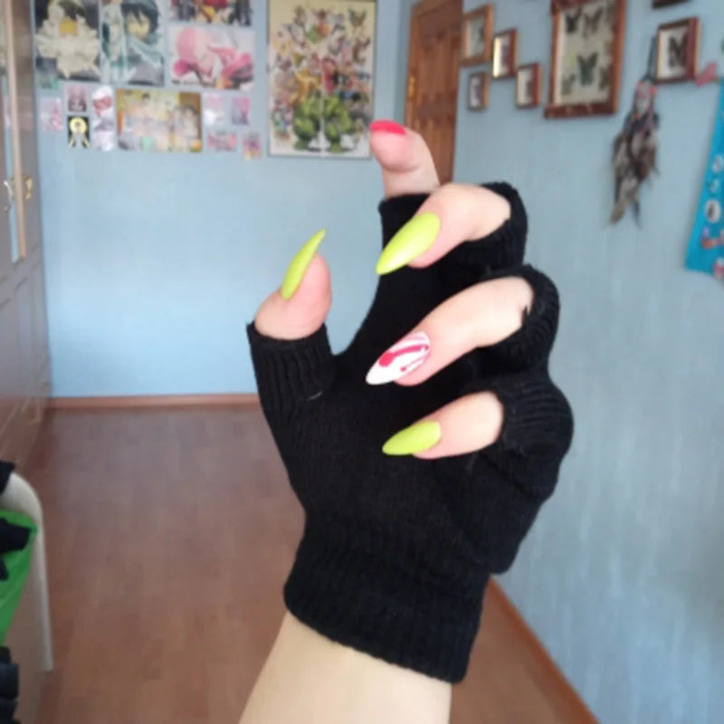Gants de poignet en tricot sans doigts chauds hiver