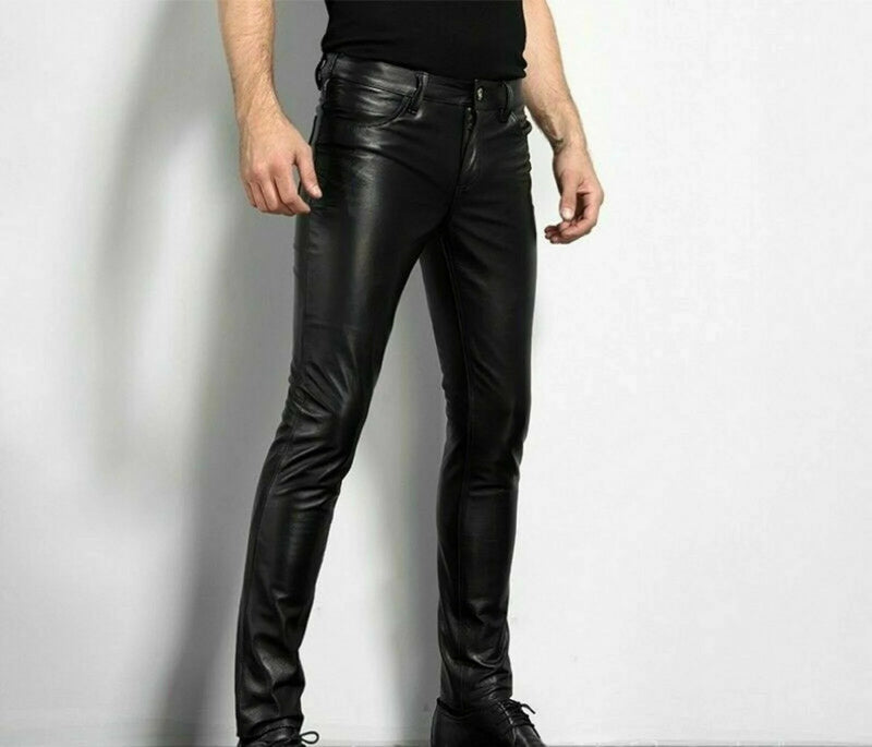 Pantalon en cuir PU pour homme | Pantalon en cuir coupe slim | Pantalon de motard en simili cuir | Pantalon style rock pour homme | Pantalon en cuir pour boîte de nuit | Pantalon en cuir tendance pour homme | Pantalon en cuir pour danse homme | Pantalon de moto en cuir PU | Pantalon en simili cuir à la mode