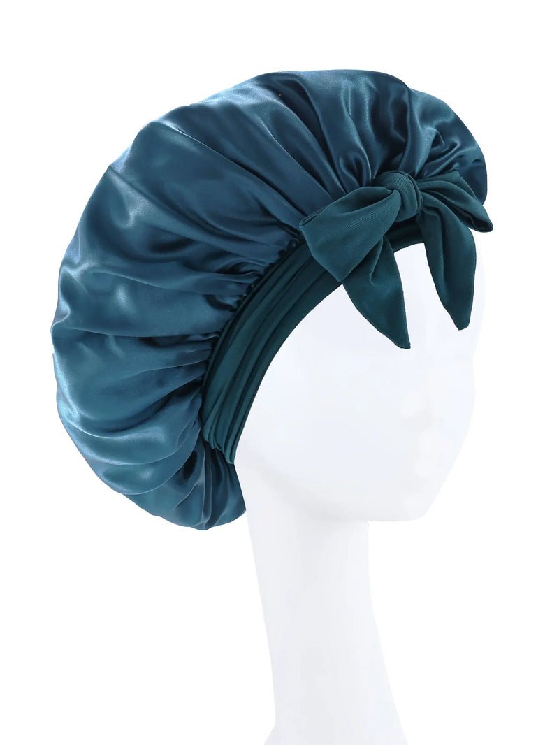 Bonnet en Satin en soie, réglable, pour dormir, avec bandeau à nouer, pour femmes et hommes