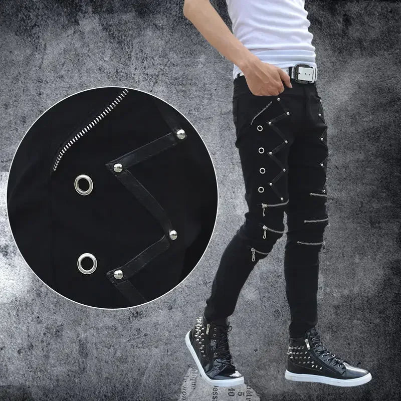 Jean skinny taille haute pour homme, pantalon en denim décontracté, jean droit, mode boyfriend, vêtements de rue de moto, printemps, été