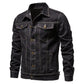 2025 automne Hommes solide Denim vestes mode moto Vintage jean vestes Hommes coupe ajustée coton décontracté noir bleu manteaux
