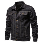 2025 automne Hommes solide Denim vestes mode moto Vintage jean vestes Hommes coupe ajustée coton décontracté noir bleu manteaux