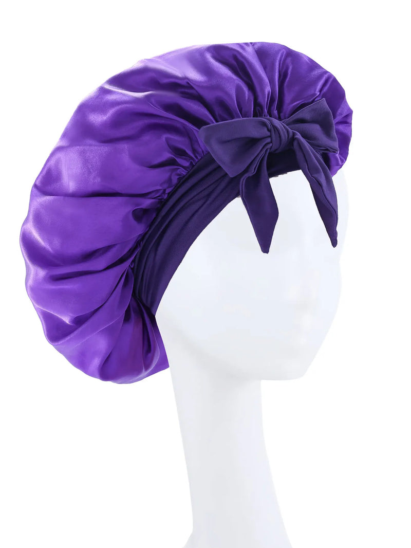 Bonnet en Satin en soie, réglable, pour dormir, avec bandeau à nouer, pour femmes et hommes