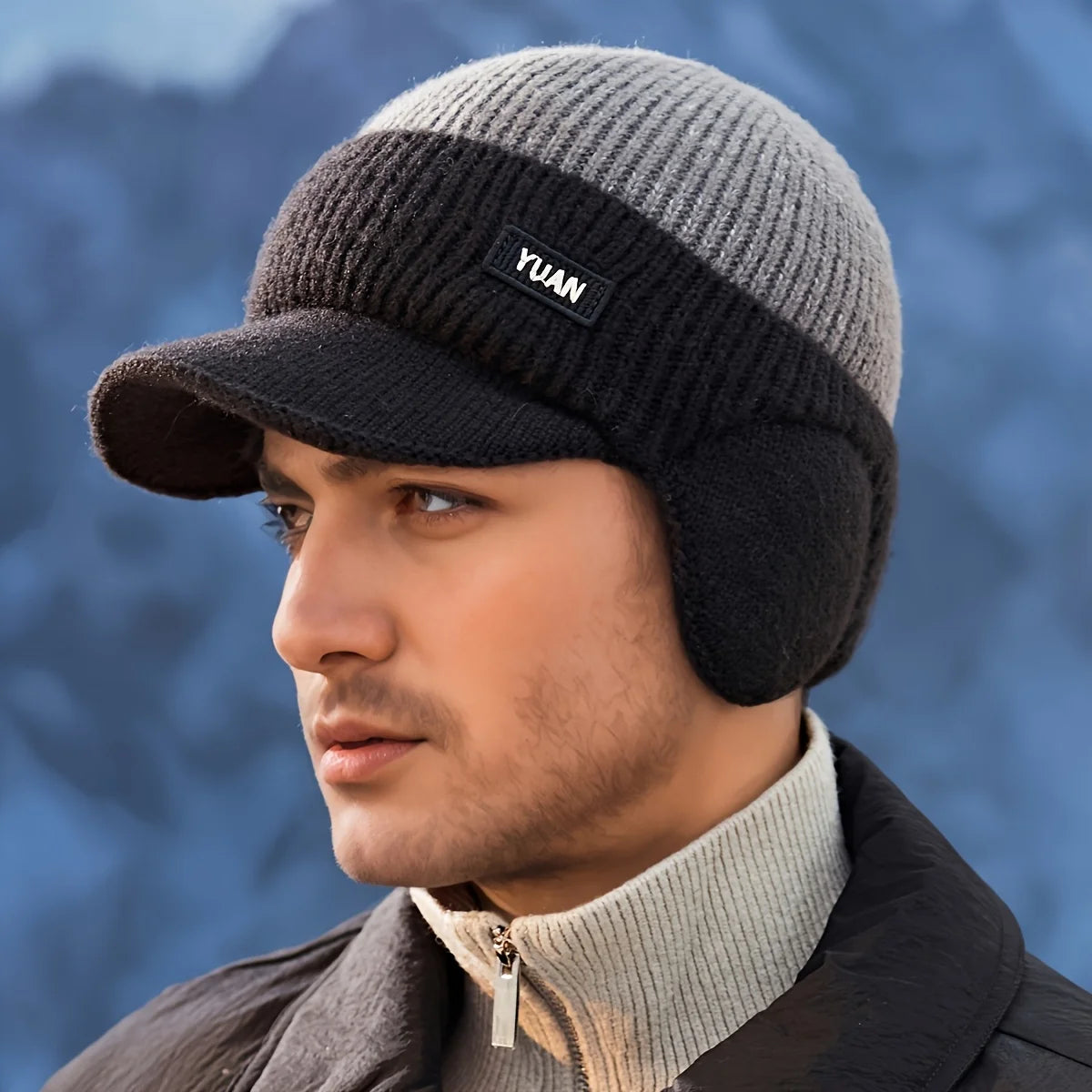 Bonnet tricoté chaud pour hommes – Couvre-tête d'hiver, protection auditive légère et chaude, adapté aux sports de plein air et aux temps froid