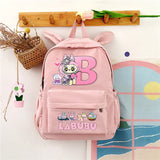 Sac à dos Labubu | Cartable avec oreilles de lapin | Sac étudiant dessin animé | Sac à dos lettres A-Z | Sac à dos scolaire pour enfants | Sac à livres garçon fille | Sac cadeau Labubu | Sac de rangement pour fournitures scolaires | Joli cartable | Sac cartoon à la mode
