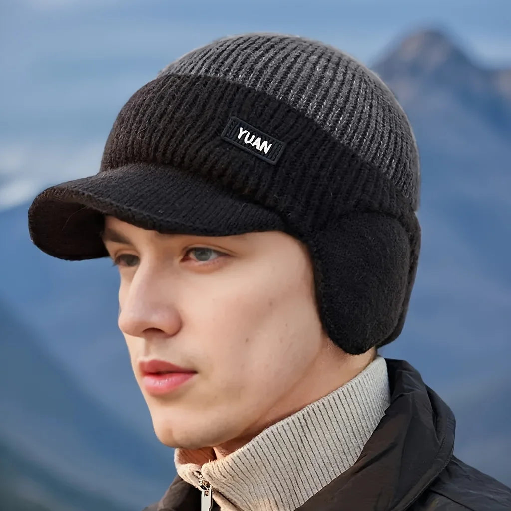 Bonnet tricoté chaud pour hommes – Couvre-tête d'hiver, protection auditive légère et chaude, adapté aux sports de plein air et aux temps froid