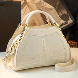 Sacs à main en cuir véritable motif Crocodile pour femmes d'âge moyen, sacoche à bandoulière multicouche, grands sacs