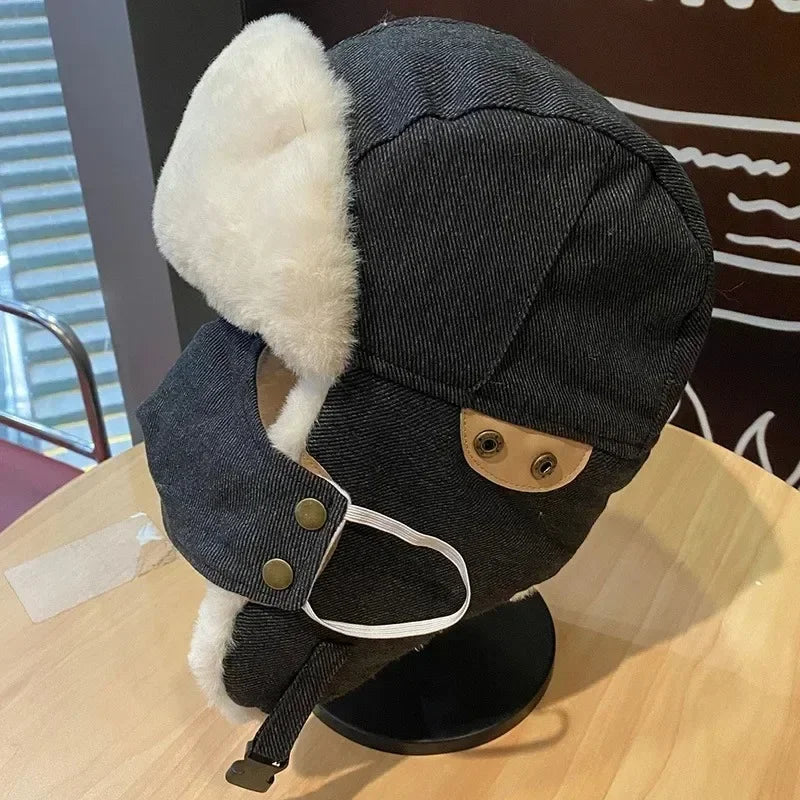 Chapeau chaud coupe-vent et froid pour hommes et femmes, automne et hiver, Protection des oreilles pour l'équitation en plein air, sac épais, chapeau de tête