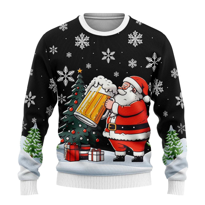 Pull de Noël bière unisexe motif moche