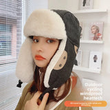 Chapeau chaud coupe-vent et froid pour hommes et femmes, automne et hiver, Protection des oreilles pour l'équitation en plein air, sac épais, chapeau de tête