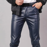 Pantalon en cuir PU pour homme | Pantalon en cuir coupe slim | Pantalon de motard en simili cuir | Pantalon style rock pour homme | Pantalon en cuir pour boîte de nuit | Pantalon en cuir tendance pour homme | Pantalon en cuir pour danse homme | Pantalon de moto en cuir PU | Pantalon en simili cuir à la mode