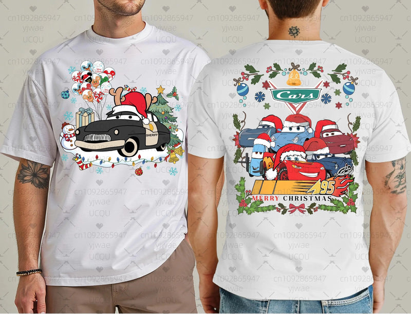 t-shirt Noël Cars McQueen homme vue avant