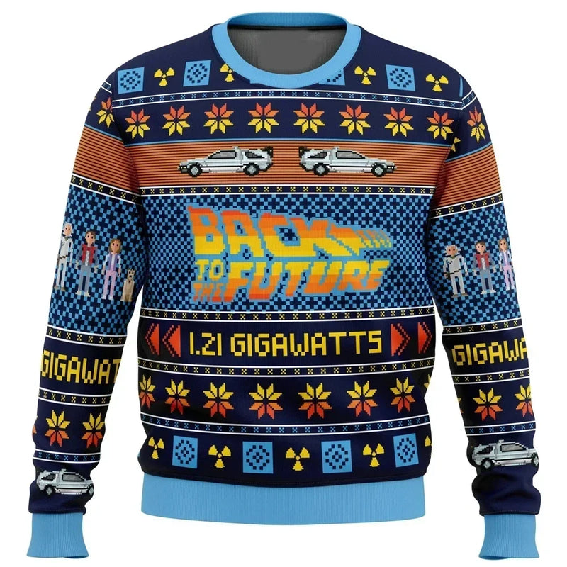 Pulls de noël laides retour vers le futur motif hiver