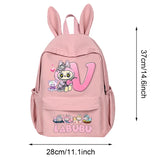 Sac à dos Labubu | Cartable avec oreilles de lapin | Sac étudiant dessin animé | Sac à dos lettres A-Z | Sac à dos scolaire pour enfants | Sac à livres garçon fille | Sac cadeau Labubu | Sac de rangement pour fournitures scolaires | Joli cartable | Sac cartoon à la mode