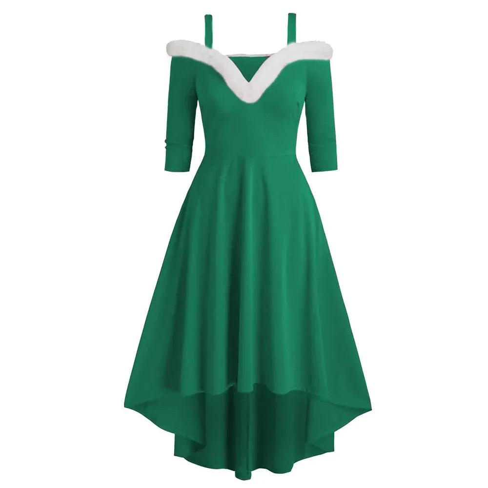 Robe Mère Noël sexy femme | Costume Noël femme 2023 | Robe rouge Noël manches longues | Robe cosplay Noël femme | Robe Noël épaules dénudées | Robe festive femme hiver | Déguisement Mère Noël chic | Robe Noël sexy à bretelles | Robe de fête Noël femme | Costume de Noël femme élégant