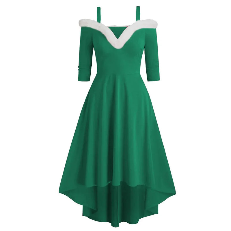 Robe Mère Noël sexy femme | Costume Noël femme 2023 | Robe rouge Noël manches longues | Robe cosplay Noël femme | Robe Noël épaules dénudées | Robe festive femme hiver | Déguisement Mère Noël chic | Robe Noël sexy à bretelles | Robe de fête Noël femme | Costume de Noël femme élégant