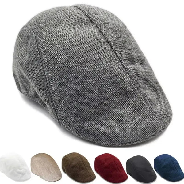 Bérets en lin pour hommes, casquette de Style britannique, chapeaux plats à la mode, classique, Vintage, Cabbie, nouvelle collection automne été 2024