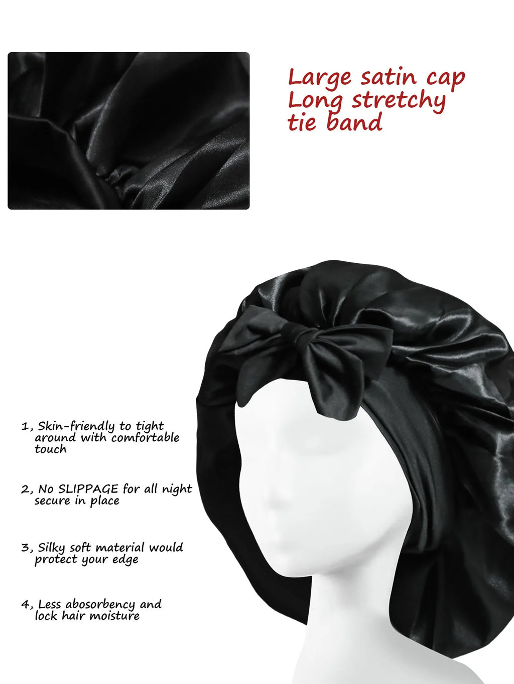 Bonnet en Satin en soie, réglable, pour dormir, avec bandeau à nouer, pour femmes et hommes
