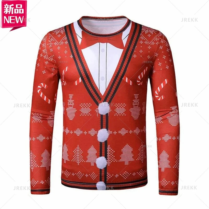 T-shirt à manches longues joyeux Noël imprimé en 3D pour hommes graphique cosplay
