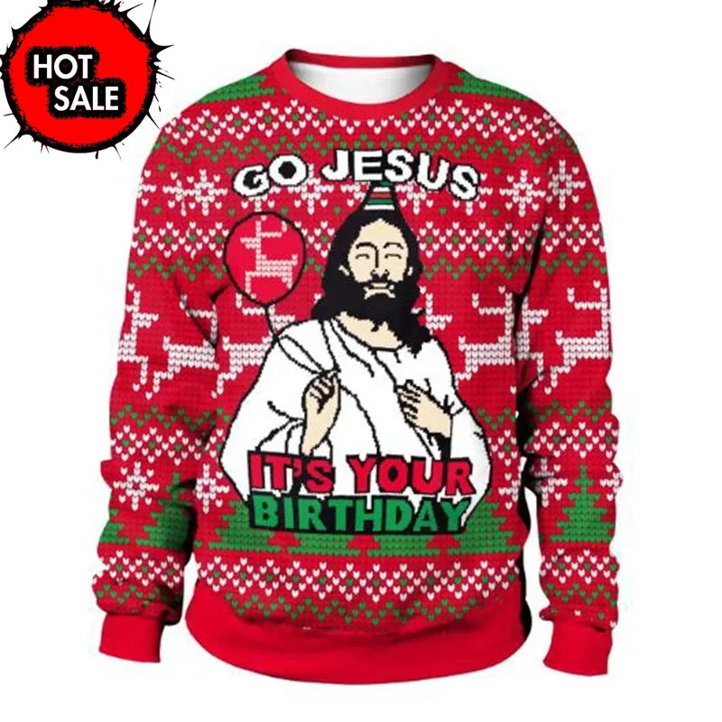 Pull de Noël drôle pour hommes renne sautant détail