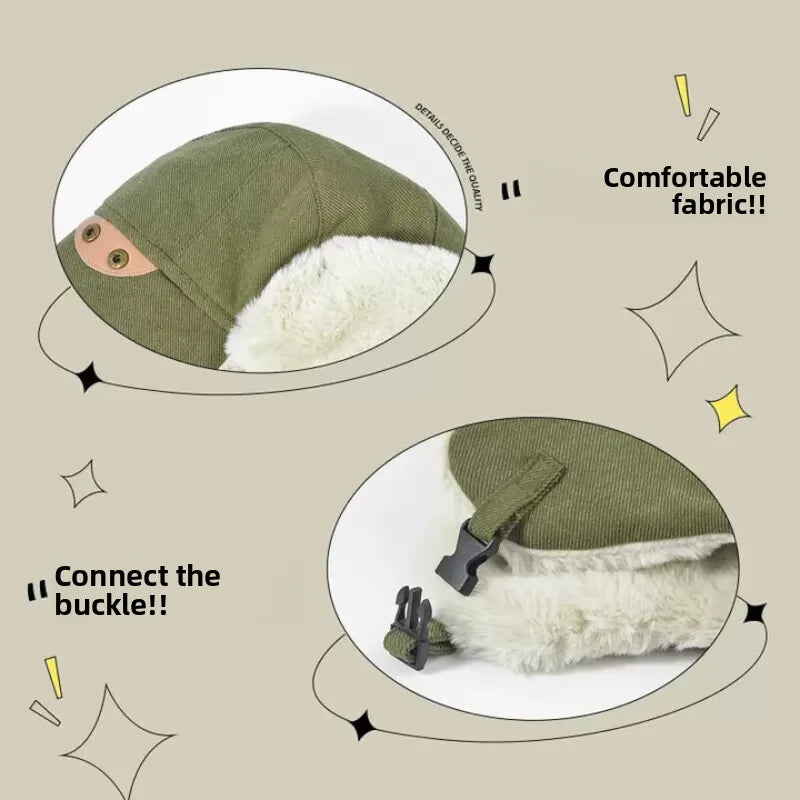 Chapeau chaud coupe-vent et froid pour hommes et femmes, automne et hiver, Protection des oreilles pour l'équitation en plein air, sac épais, chapeau de tête