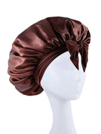 Bonnet en Satin en soie, réglable, pour dormir, avec bandeau à nouer, pour femmes et hommes