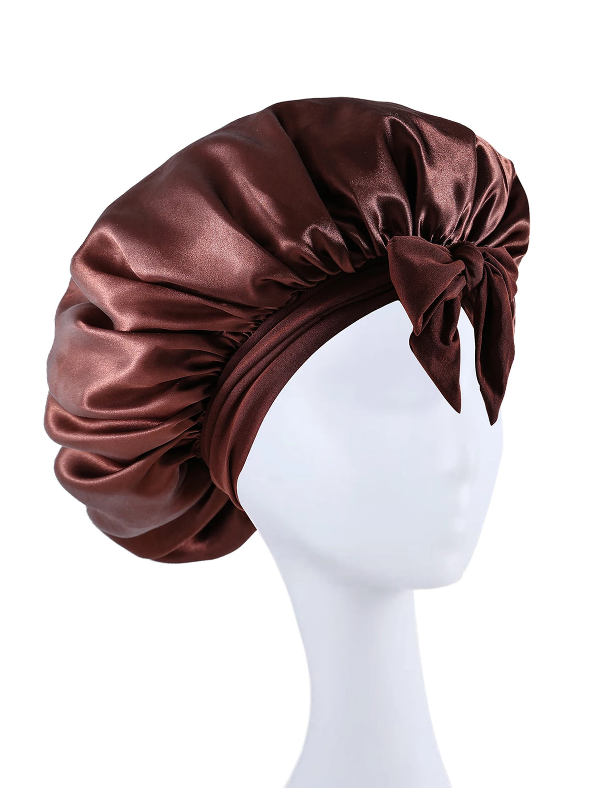 Bonnet en Satin en soie, réglable, pour dormir, avec bandeau à nouer, pour femmes et hommes