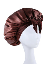 Bonnet en Satin en soie, réglable, pour dormir, avec bandeau à nouer, pour femmes et hommes
