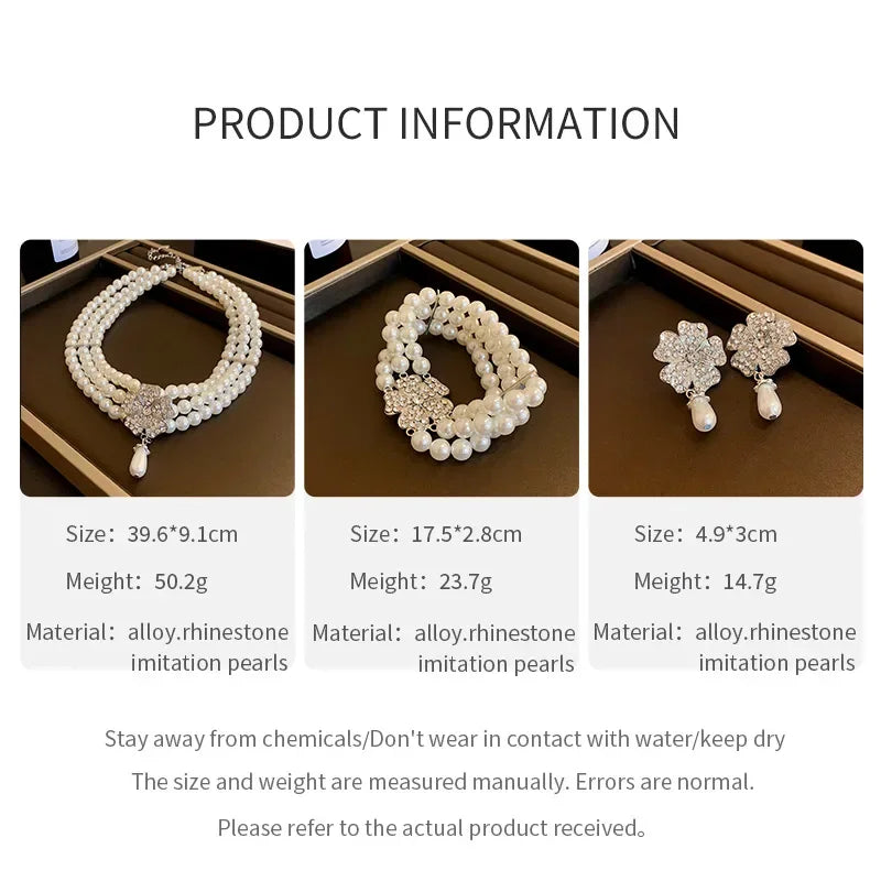 Colliers de fête à fleurs femme ensemble bijoux brillant