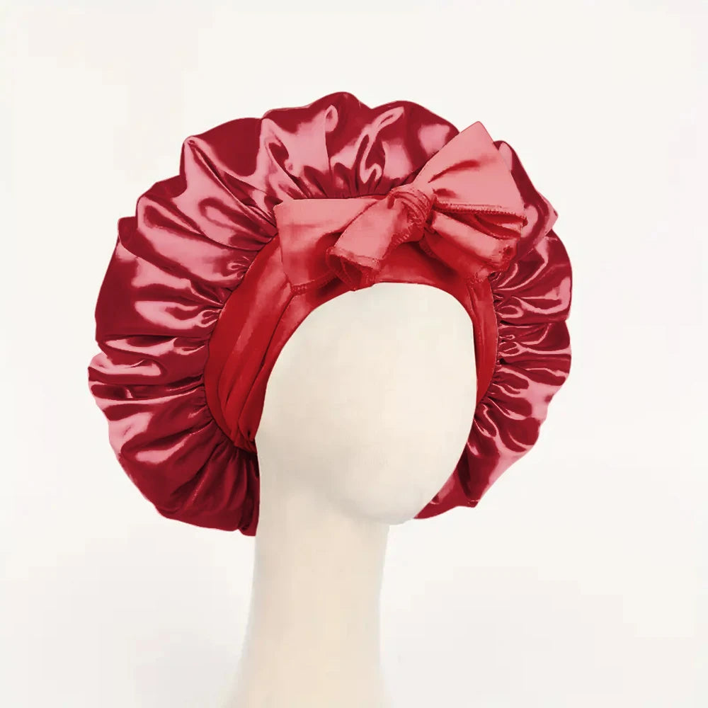 InjBonnet réglable en satin pour hommes et femmes, bonnet pour dormir, cheveux, bande lourde