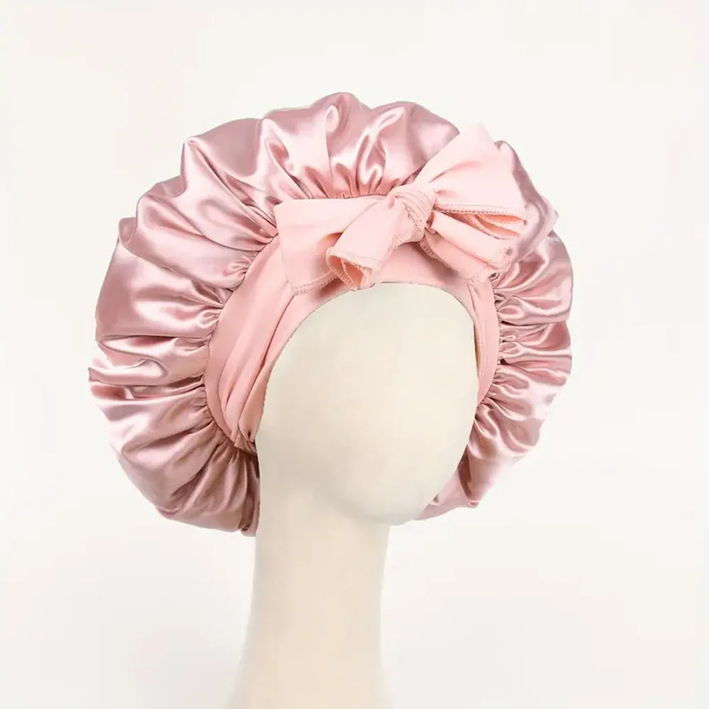 InjBonnet réglable en satin pour hommes et femmes, bonnet pour dormir, cheveux, bande lourde