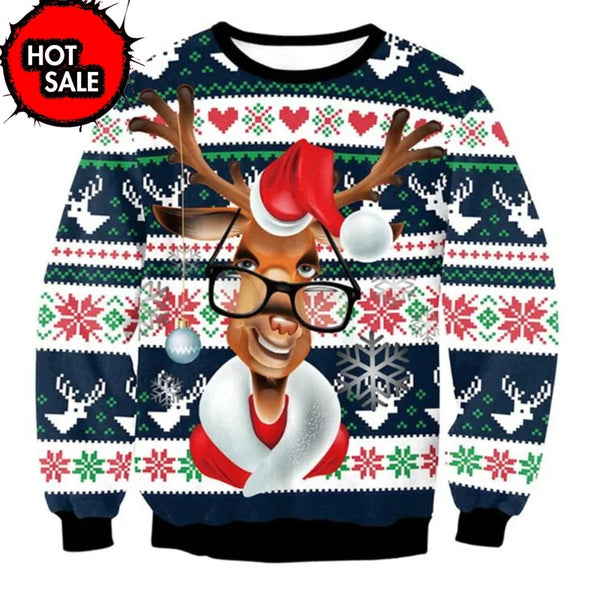 Pull de Noël drôle pour hommes renne sautant détail